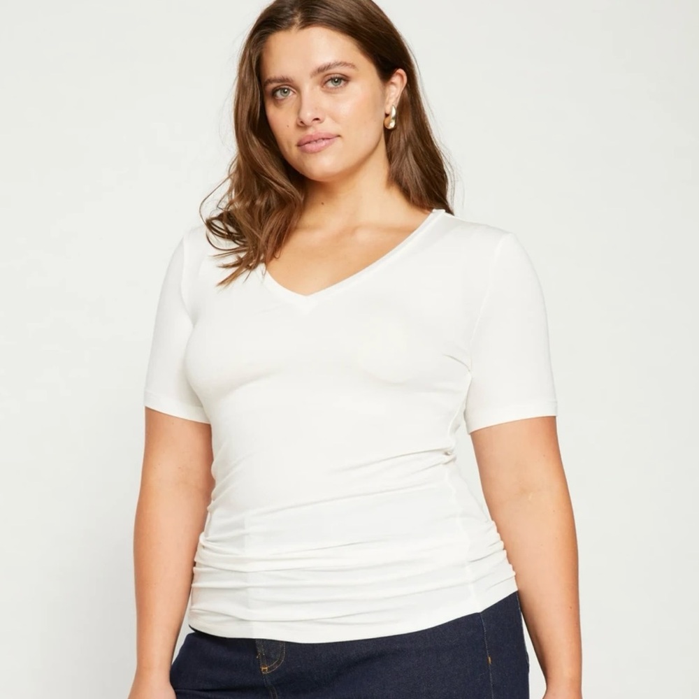 Universal Standard Foundation V-Neck Tee.